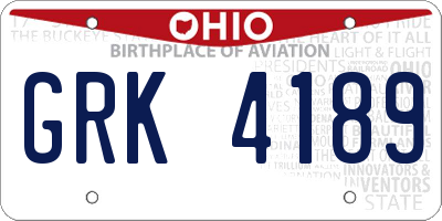 OH license plate GRK4189