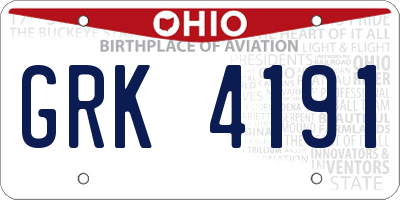 OH license plate GRK4191