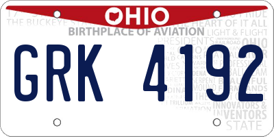 OH license plate GRK4192