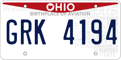 OH license plate GRK4194