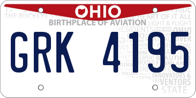OH license plate GRK4195