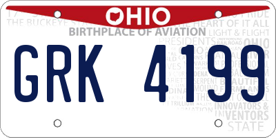 OH license plate GRK4199