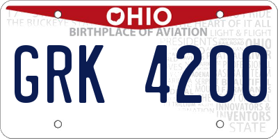 OH license plate GRK4200