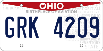 OH license plate GRK4209