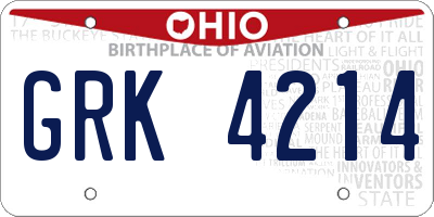 OH license plate GRK4214