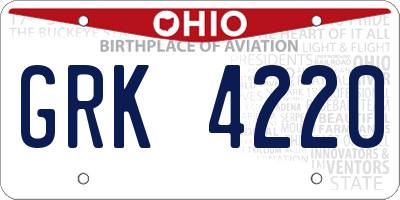 OH license plate GRK4220