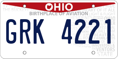 OH license plate GRK4221