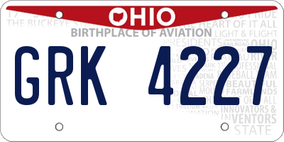 OH license plate GRK4227