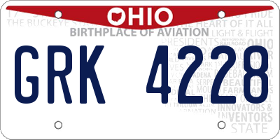 OH license plate GRK4228