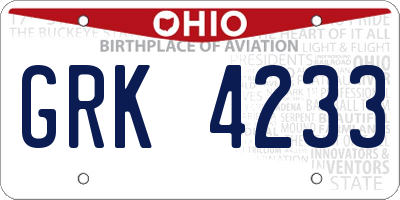 OH license plate GRK4233