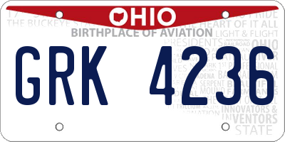 OH license plate GRK4236