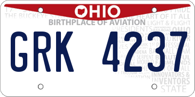 OH license plate GRK4237