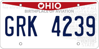 OH license plate GRK4239