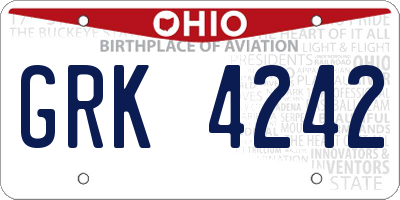 OH license plate GRK4242