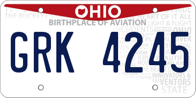 OH license plate GRK4245