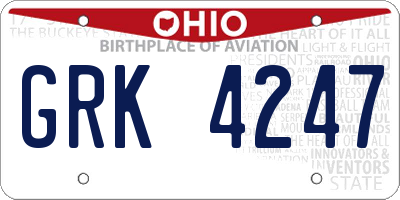 OH license plate GRK4247