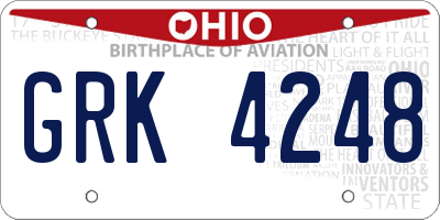 OH license plate GRK4248