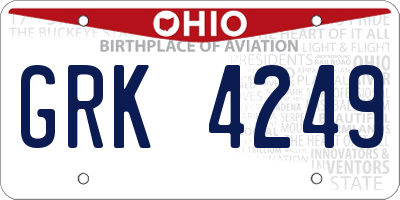 OH license plate GRK4249