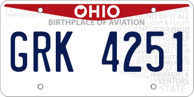 OH license plate GRK4251