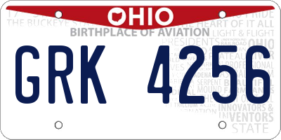 OH license plate GRK4256