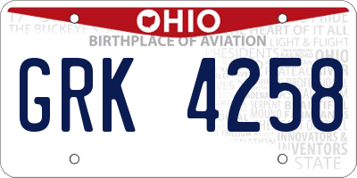 OH license plate GRK4258