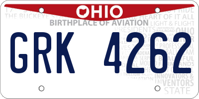 OH license plate GRK4262