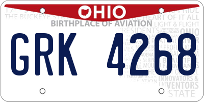 OH license plate GRK4268