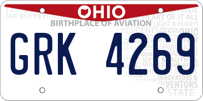 OH license plate GRK4269