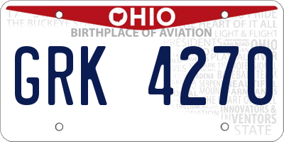 OH license plate GRK4270