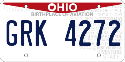 OH license plate GRK4272