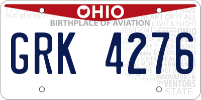 OH license plate GRK4276