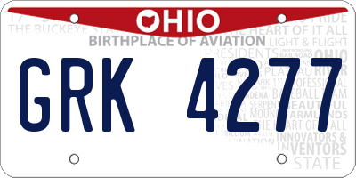 OH license plate GRK4277