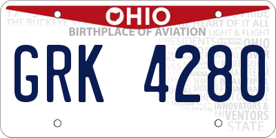 OH license plate GRK4280