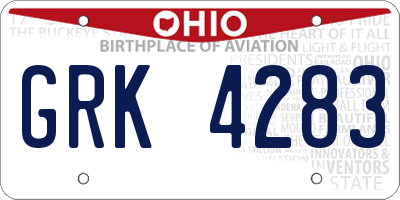 OH license plate GRK4283