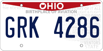 OH license plate GRK4286