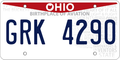 OH license plate GRK4290