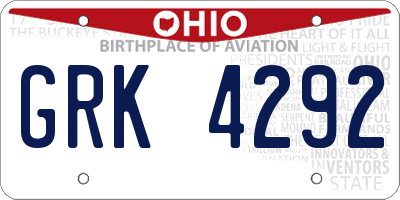 OH license plate GRK4292