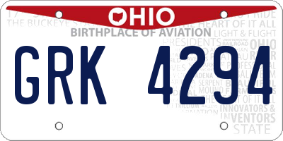 OH license plate GRK4294