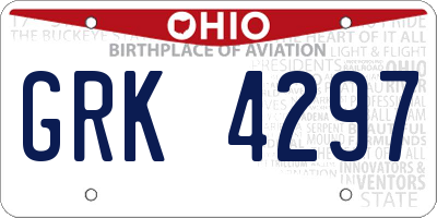 OH license plate GRK4297