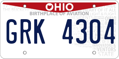 OH license plate GRK4304