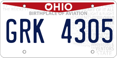 OH license plate GRK4305