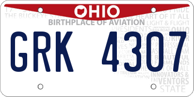 OH license plate GRK4307