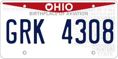 OH license plate GRK4308