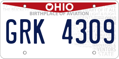 OH license plate GRK4309