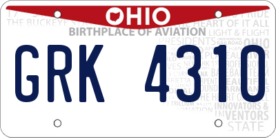 OH license plate GRK4310