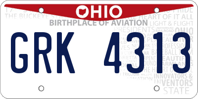 OH license plate GRK4313