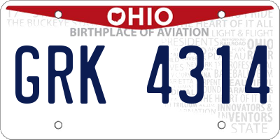 OH license plate GRK4314