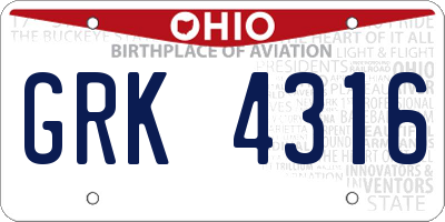 OH license plate GRK4316