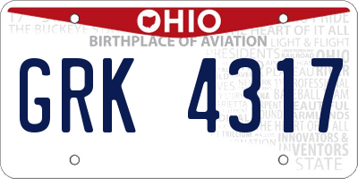 OH license plate GRK4317