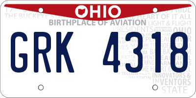 OH license plate GRK4318